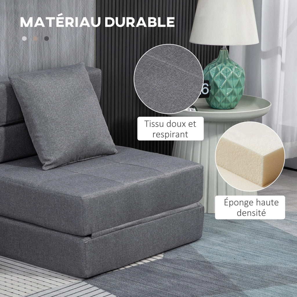 Poltrona letto convertibile 1 posto ¨C Xylo ¨C Tessuto grigio con cuscino sfoderabile
