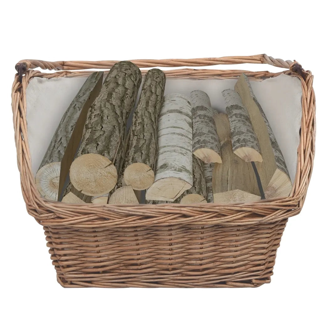 Cesta Legna da Ardere con Manico-Cestino per Legna 61,5x46,5x58cm Marrone Salice