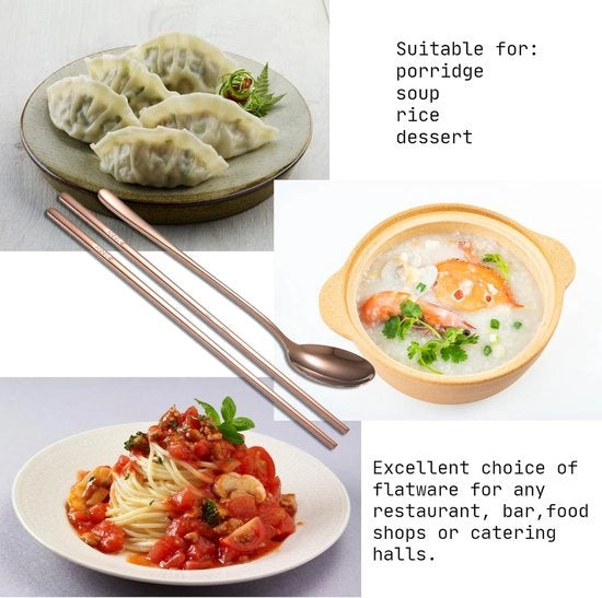 Set di forchette e cucchiai in acciaio inossidabile - stile coreano - 2 pezzi - Rosa