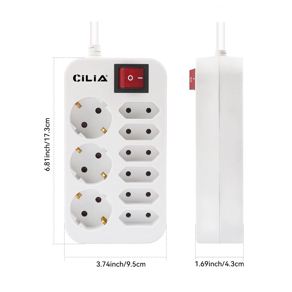 Ciabatta Elettrica 9 Prese con Interruttore ¨C zephmum ¨C Bianco