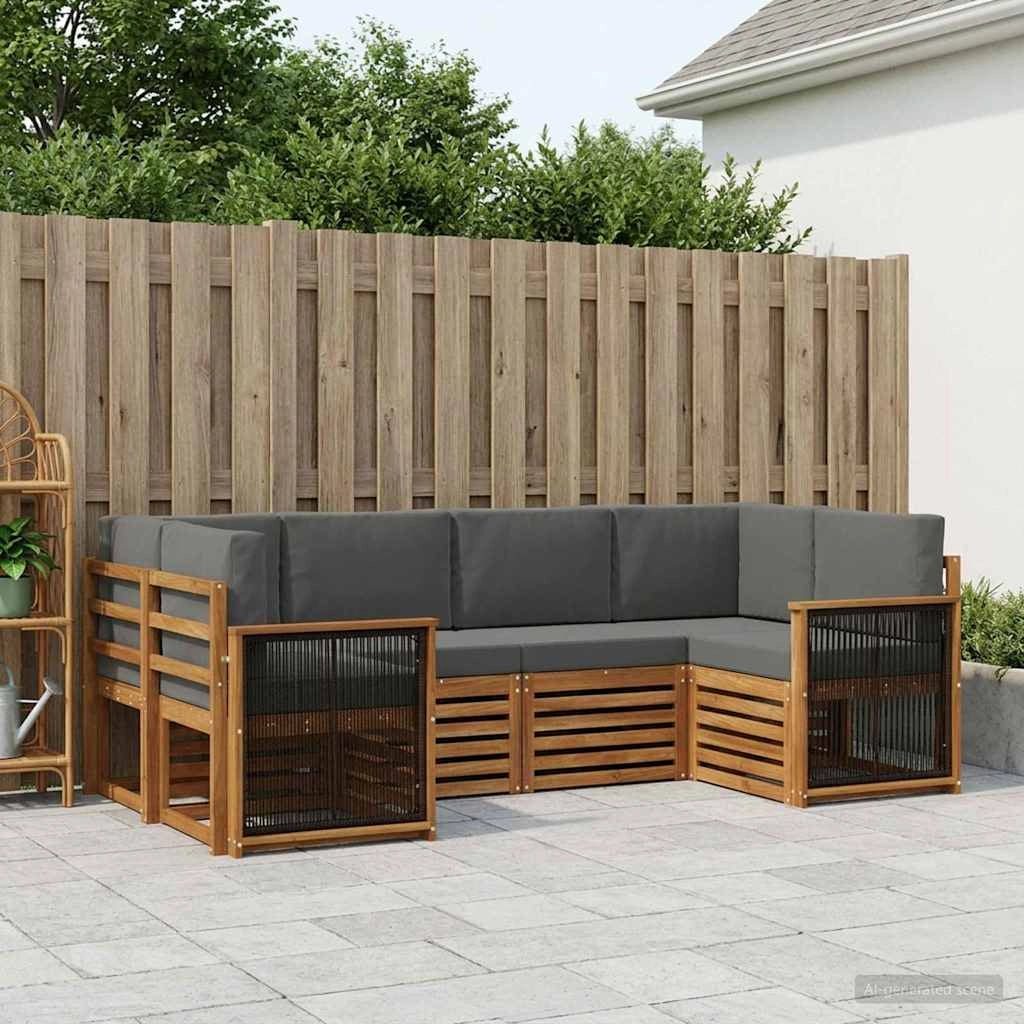 Set di divani da esterno 5 pz Naturale e Antracite 3384773