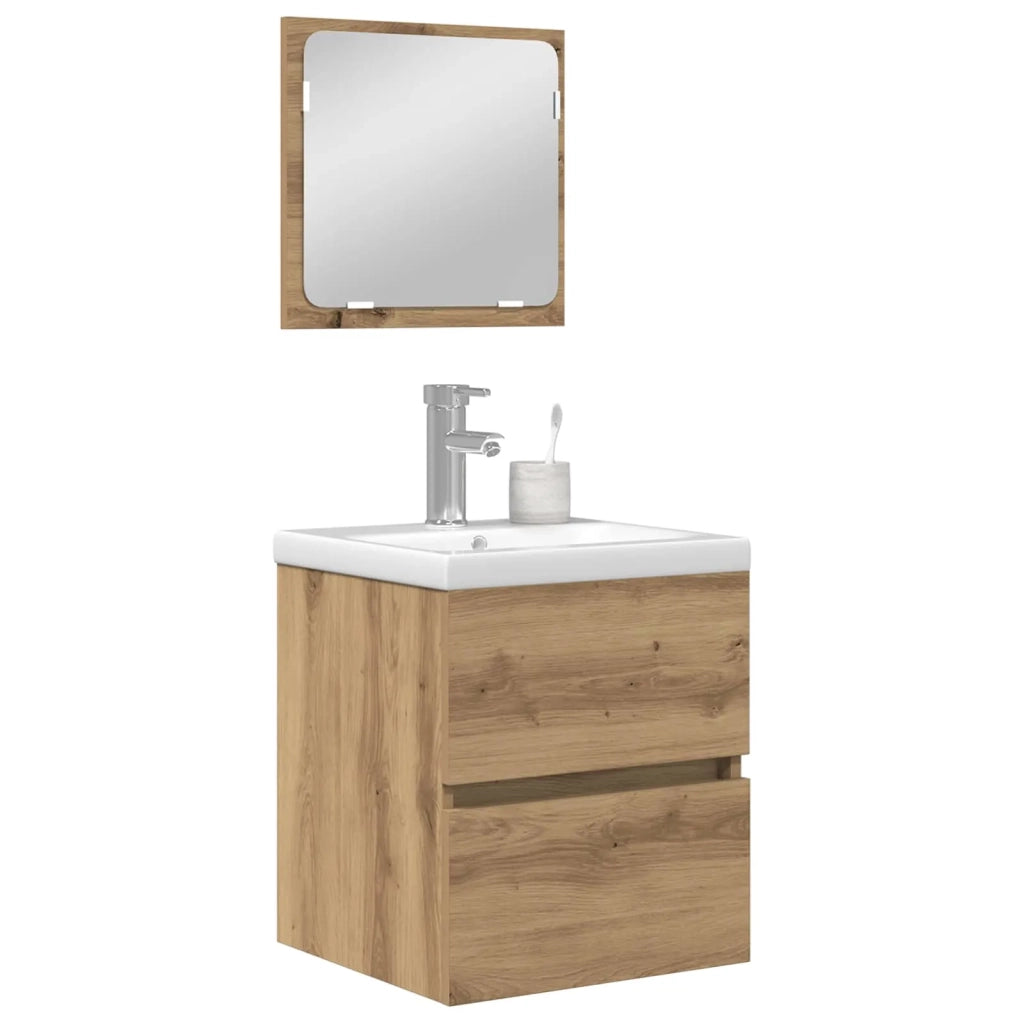 Set di mobili per il bagno 2 pcs Rovere Artigiano e Bianco