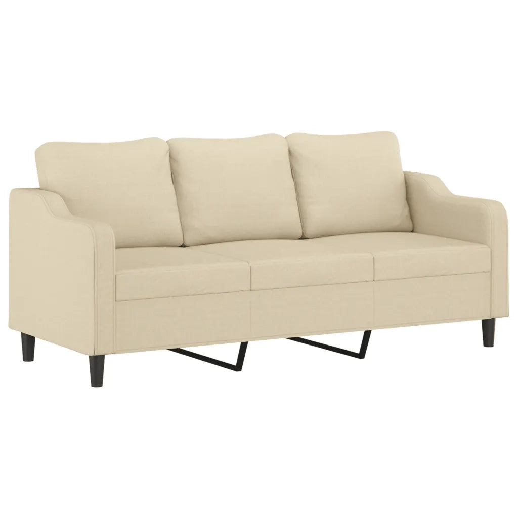 Set di Divani 3 pz con Cuscini Crema in Tessuto 3201844
