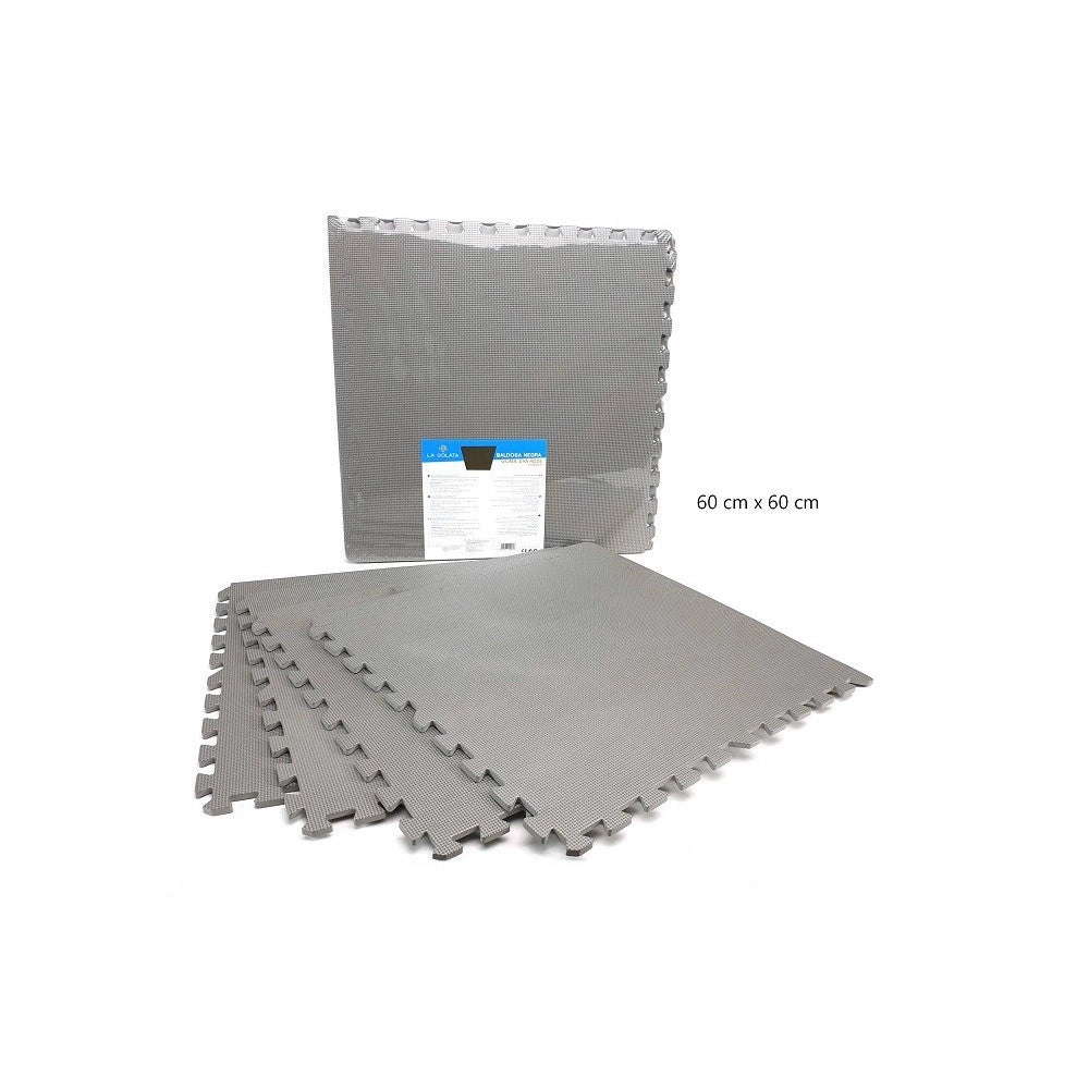 Trade Shop - Set 4 Pezzi Piastrella Eva Colore Grigio 60x60 Cm Tappeto Puzzle Multiuso 194702 -