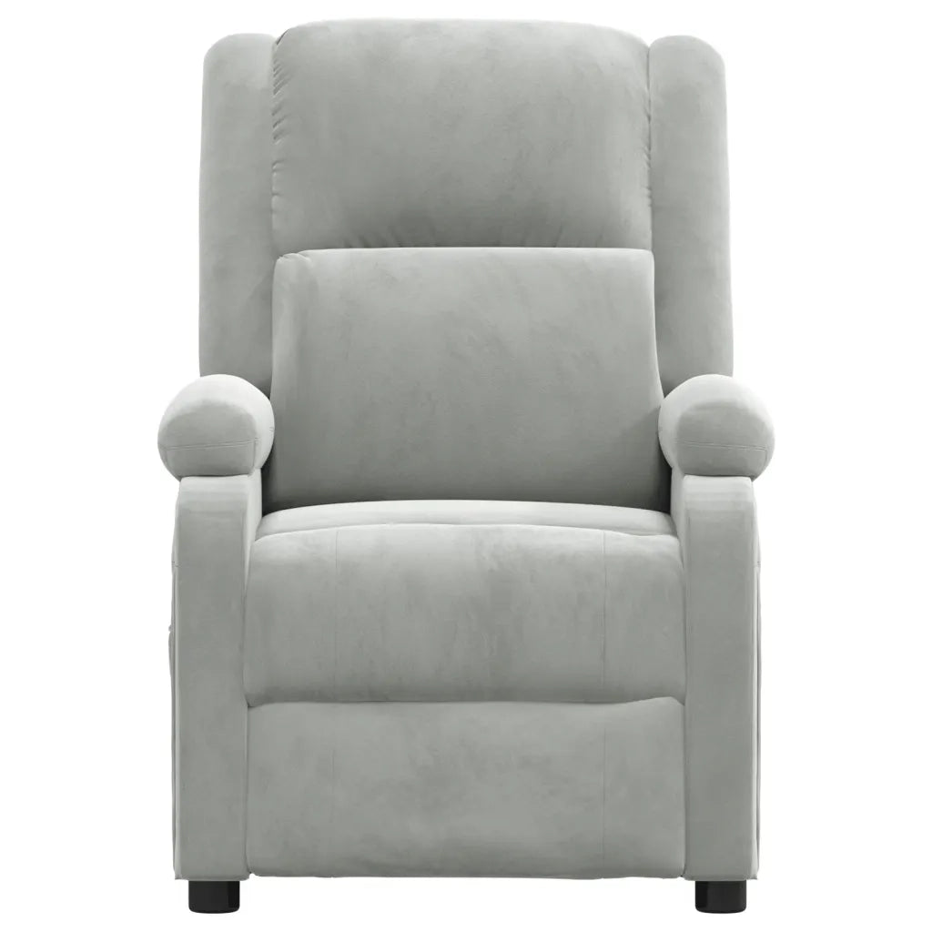 Poltrona | Sedia Relax Reclinabile Grigio Chiaro in Velluto