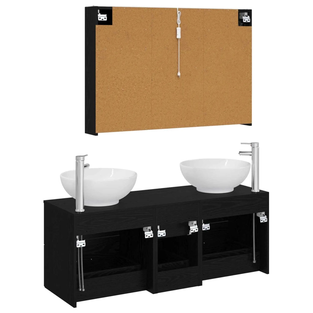 Set di mobili per il bagno 4 pz Rovere Nero 3406984