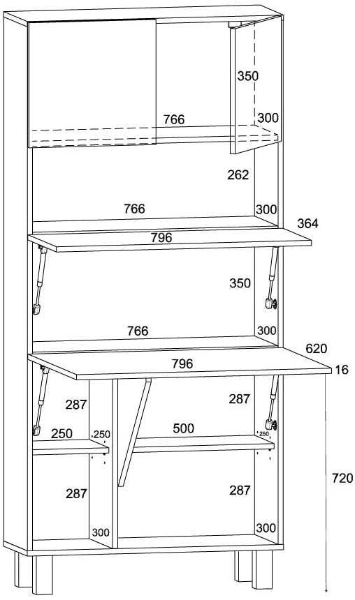 Mobile multiuso Libreria e Scrivania pieghevole 80x175hx92 HOMI