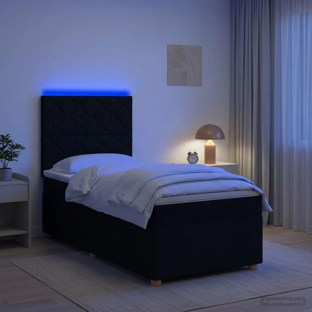 Letto box spring con materasso Nero 100 x 200 cm Tessuto 3455289