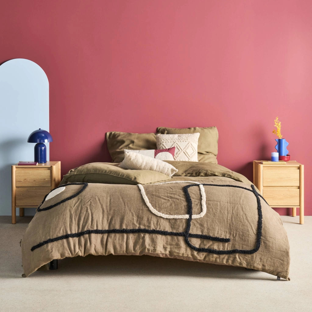 Comodino decorazione legno 2 cassetti, marrone naturale
