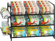 Rack per contenitori - organizzatore per armadi cucina - 3 livelli - nero