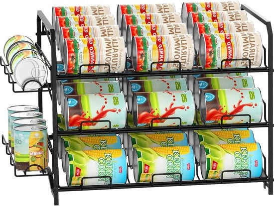 Rack per contenitori - organizzatore per armadi cucina - 3 livelli - nero