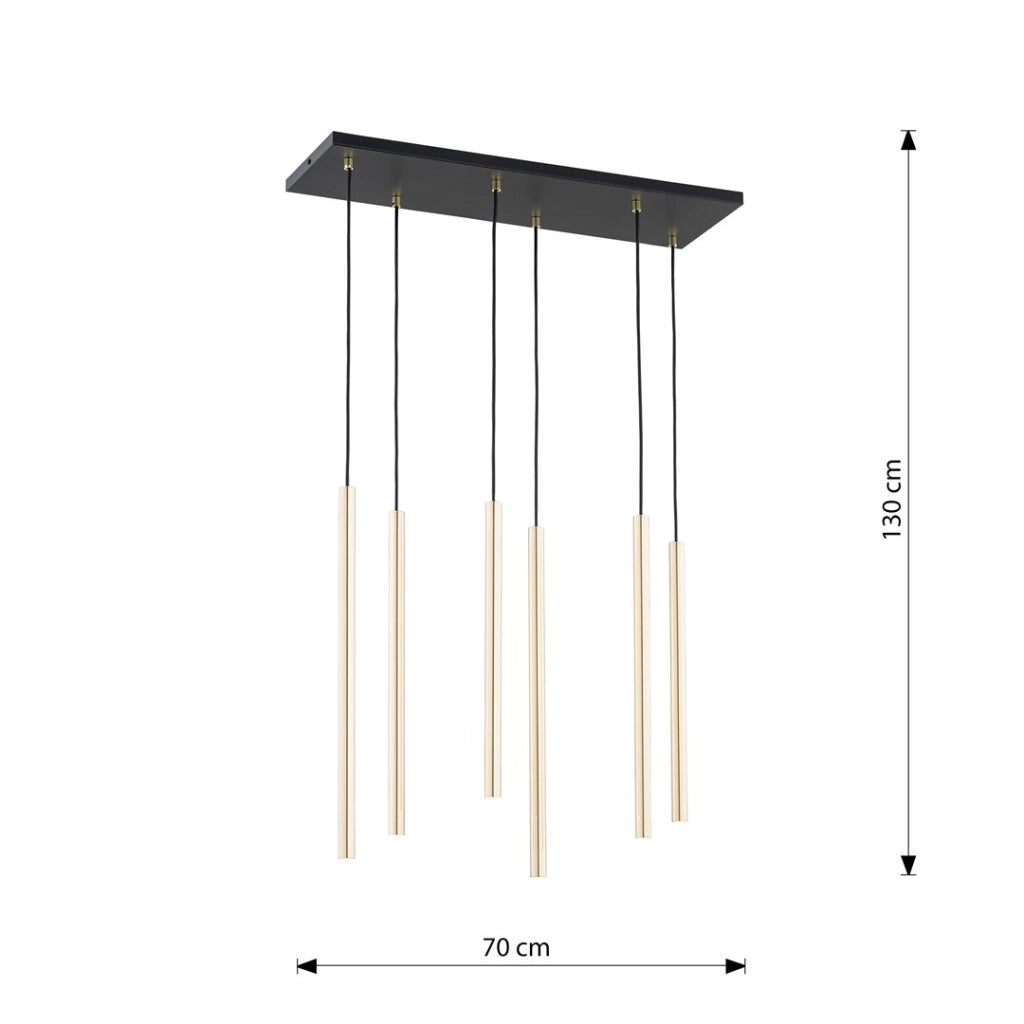 Lampada a sospensione glamour Selter oro rettangolare 6xG9 Emibig