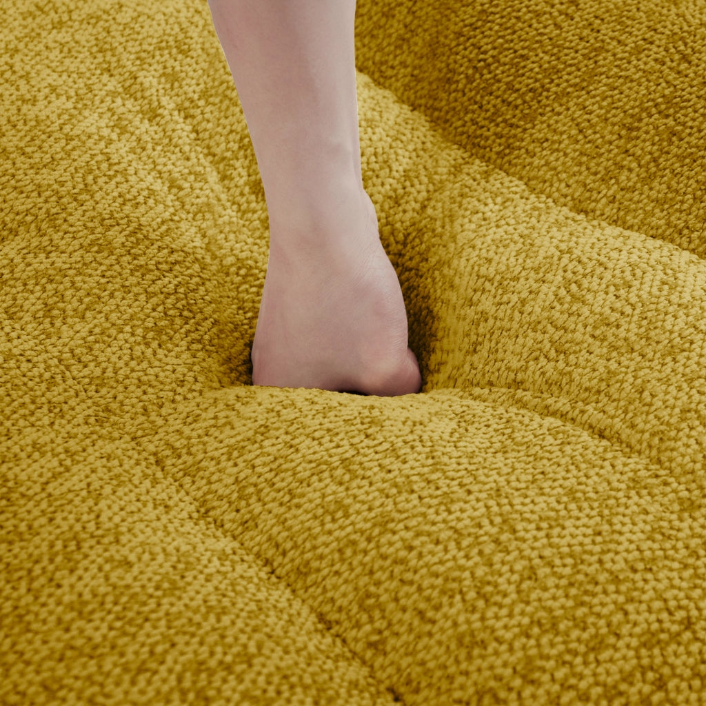 Divano modulare a 4 posti con pouf - Zephmum- Schiuma 32D, seduta profonda, guscio, tessuto morbido, giallo