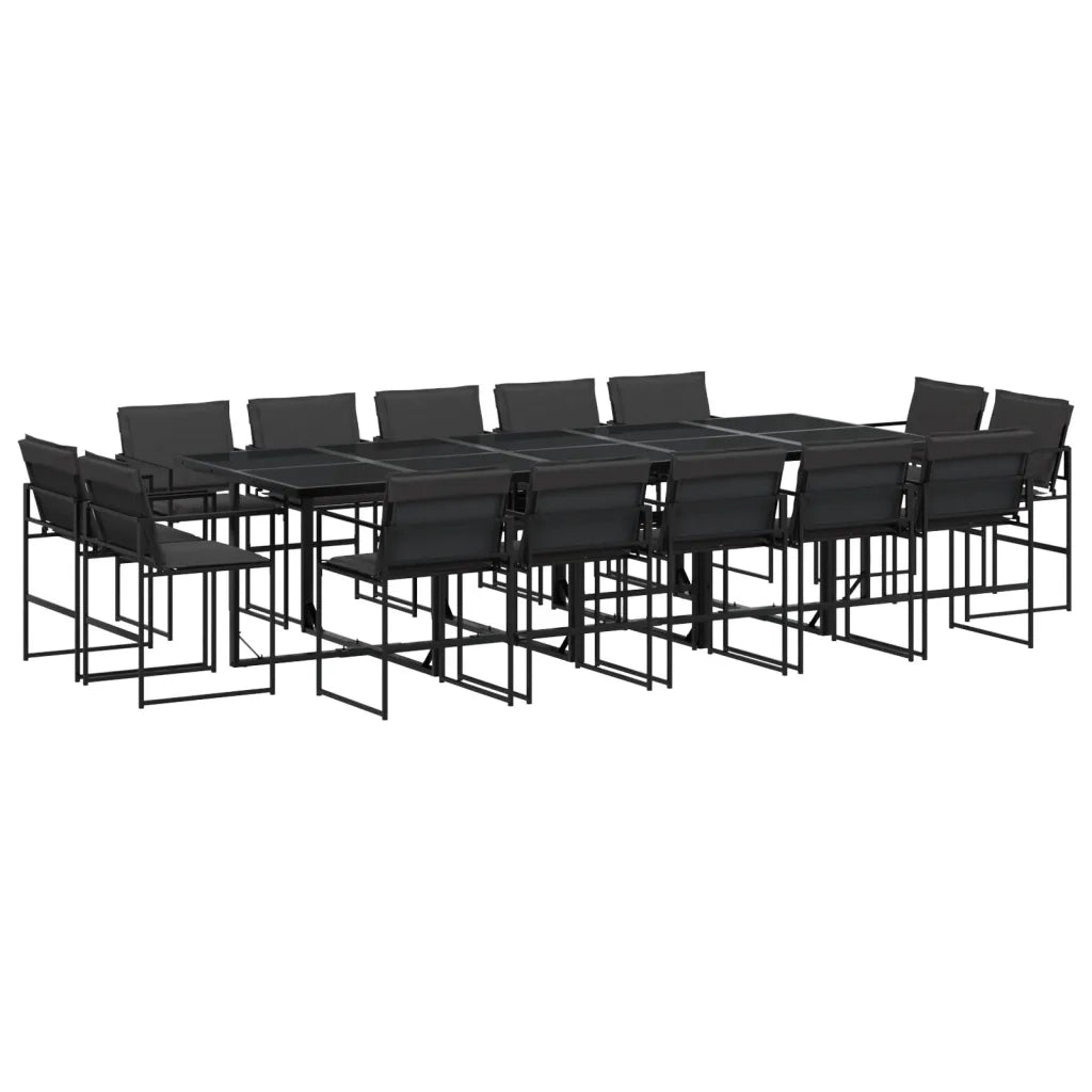 Set da Pranzo da Giardino 15 pz con Cuscini Nero in Textilene 3295081
