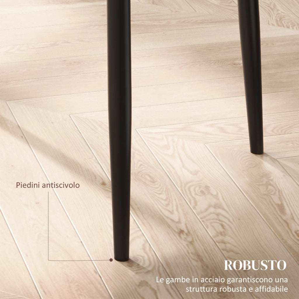 Set di 2 Sedie da Pranzo con Schienale Alto in Similpelle e Metallo ¨C Minimal ¨C Nero 41x50x97 cm