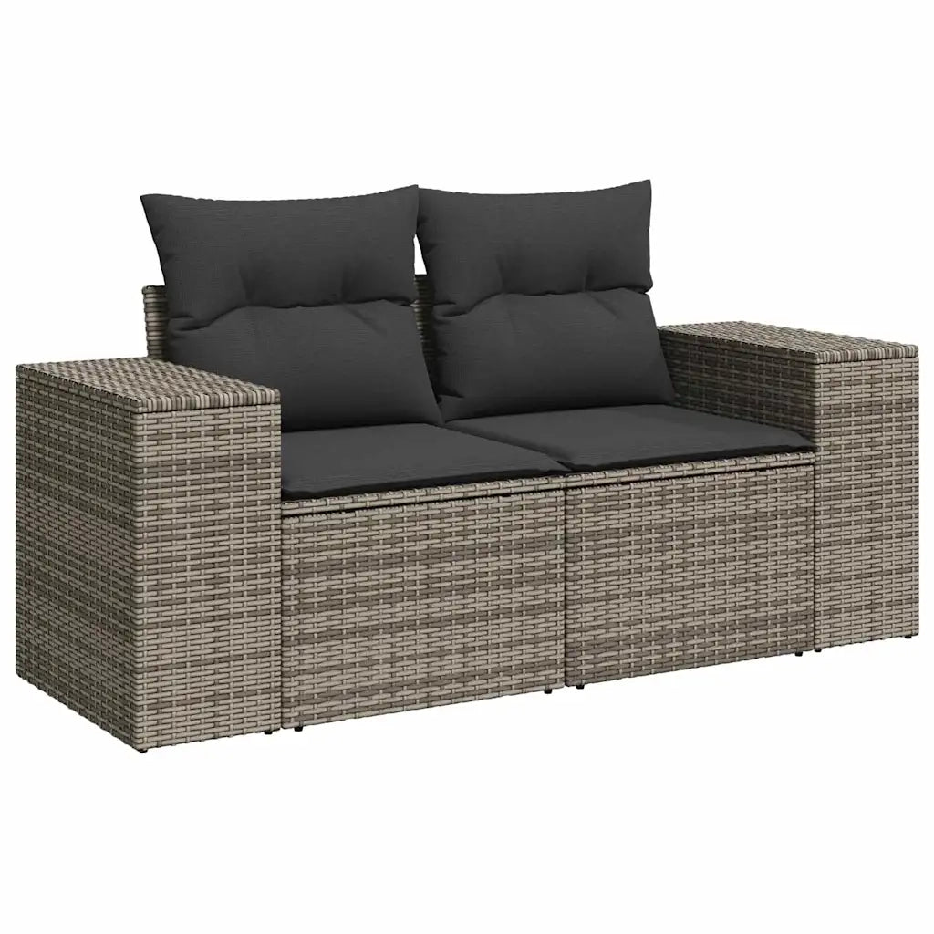 Set Divano da Giardino con cuscino 11 pcs Grigio polyrattan