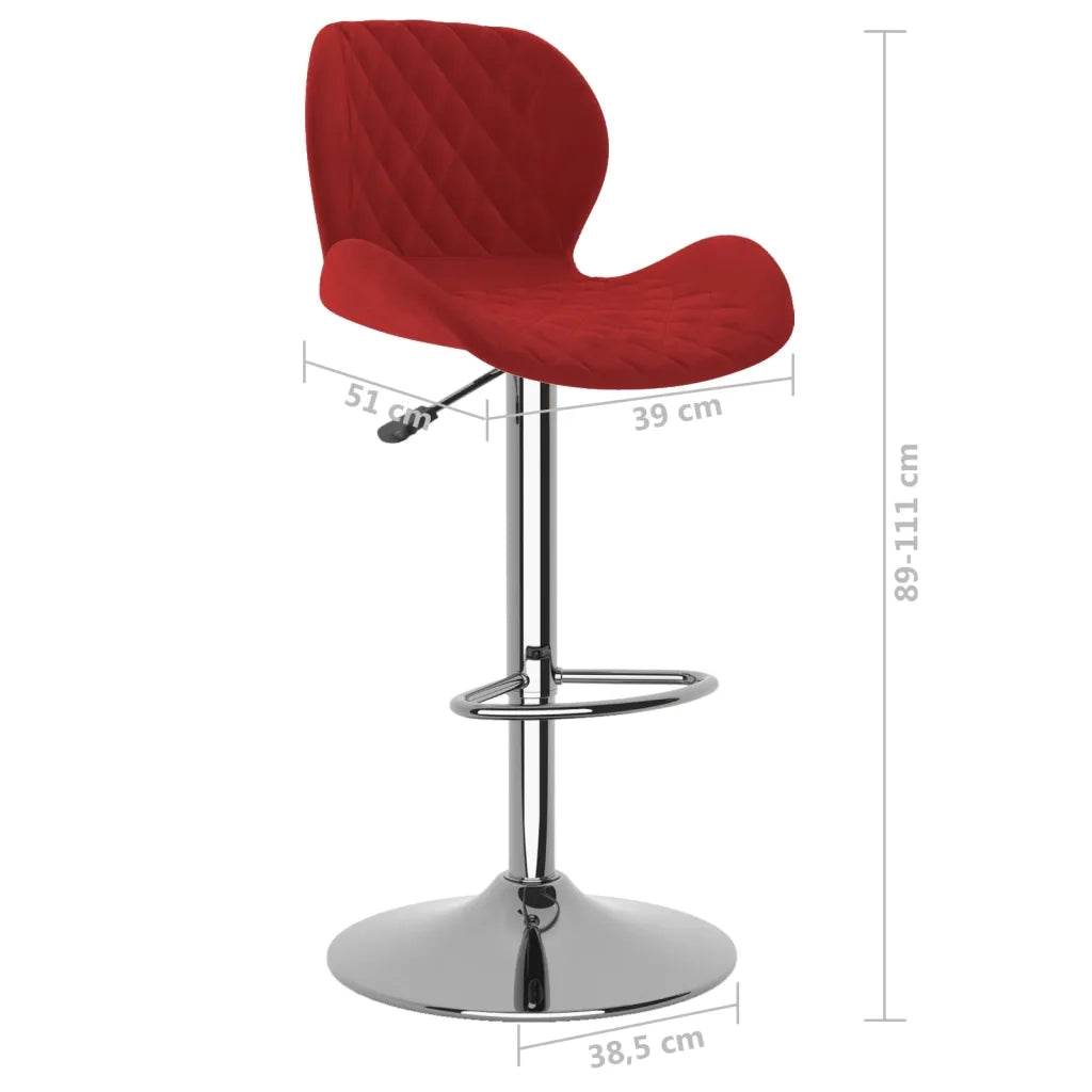 Sgabelli da Bar 2 pz Rosso Vino in Velluto 334917