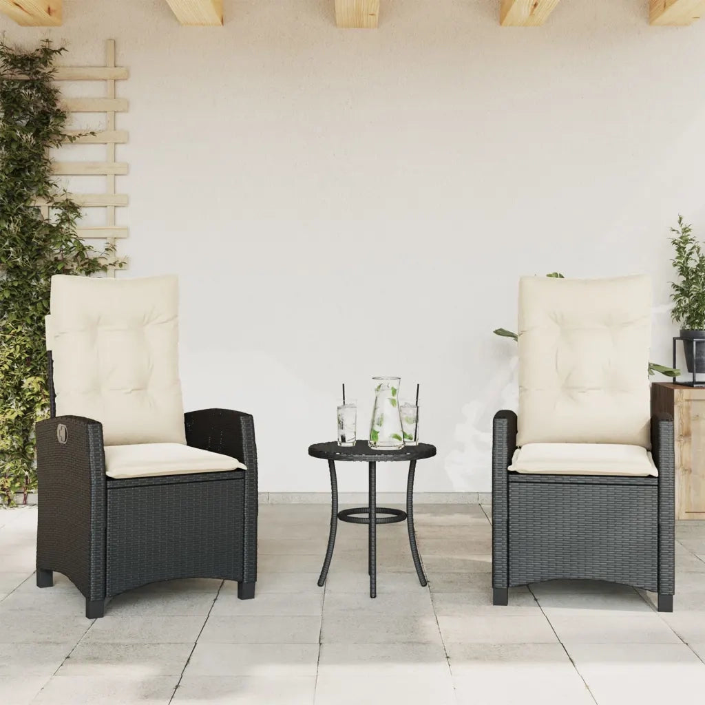 Set da Bistrò 3 pz con Cuscini Nero in Polyrattan 365224
