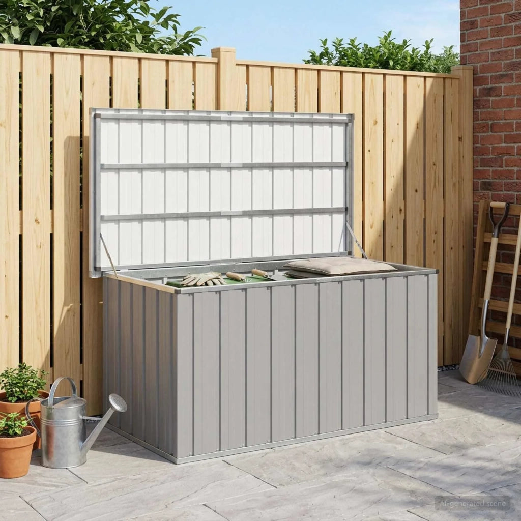 Baule da Giardino Grigio 129x67x65 cm 46262