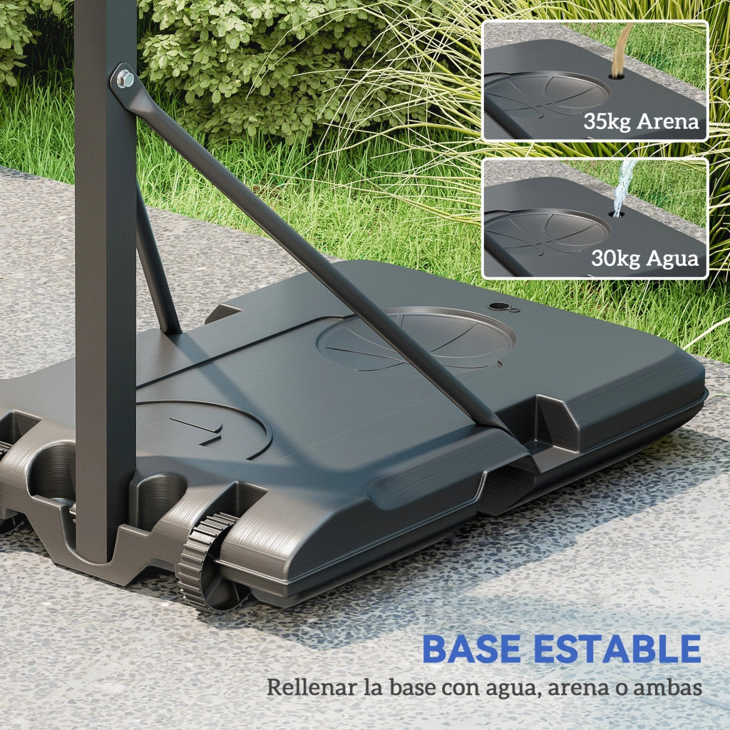 Canestro da Basket Regolabile 146-236 cm con Ruote e Base Riempibile ¨C Minimal ¨C Nero