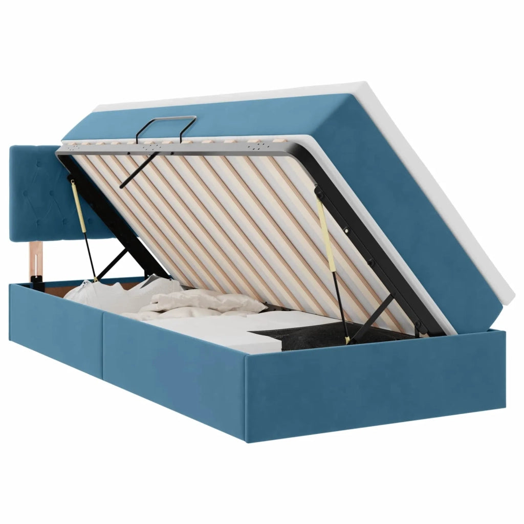 Letto con Contenitore Blu Scuro 100 x 200 cm Velluto