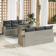 Set Divano da Giardino 7 pcs Grigio chiaro Poly Rattan 3348568