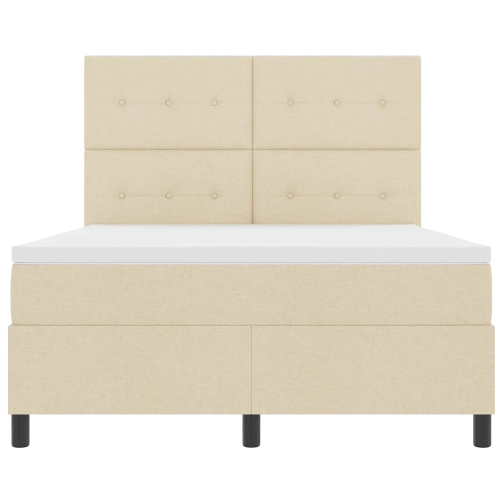 Letto a molle con materasso Crema 140 x 200 cm Tessuto 3339397