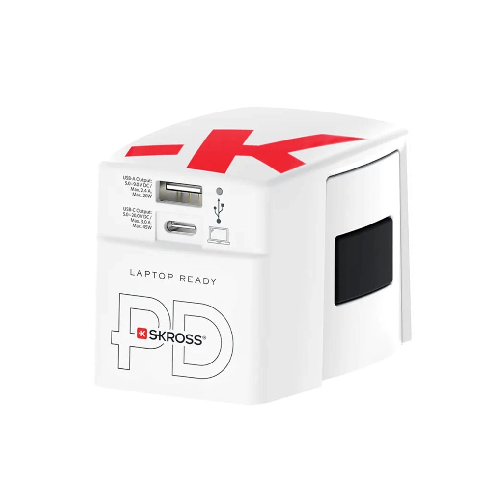 Adattatore da Viaggio Universale 3A USB-A / USB-C Power Delivery 45W Bianco Skross