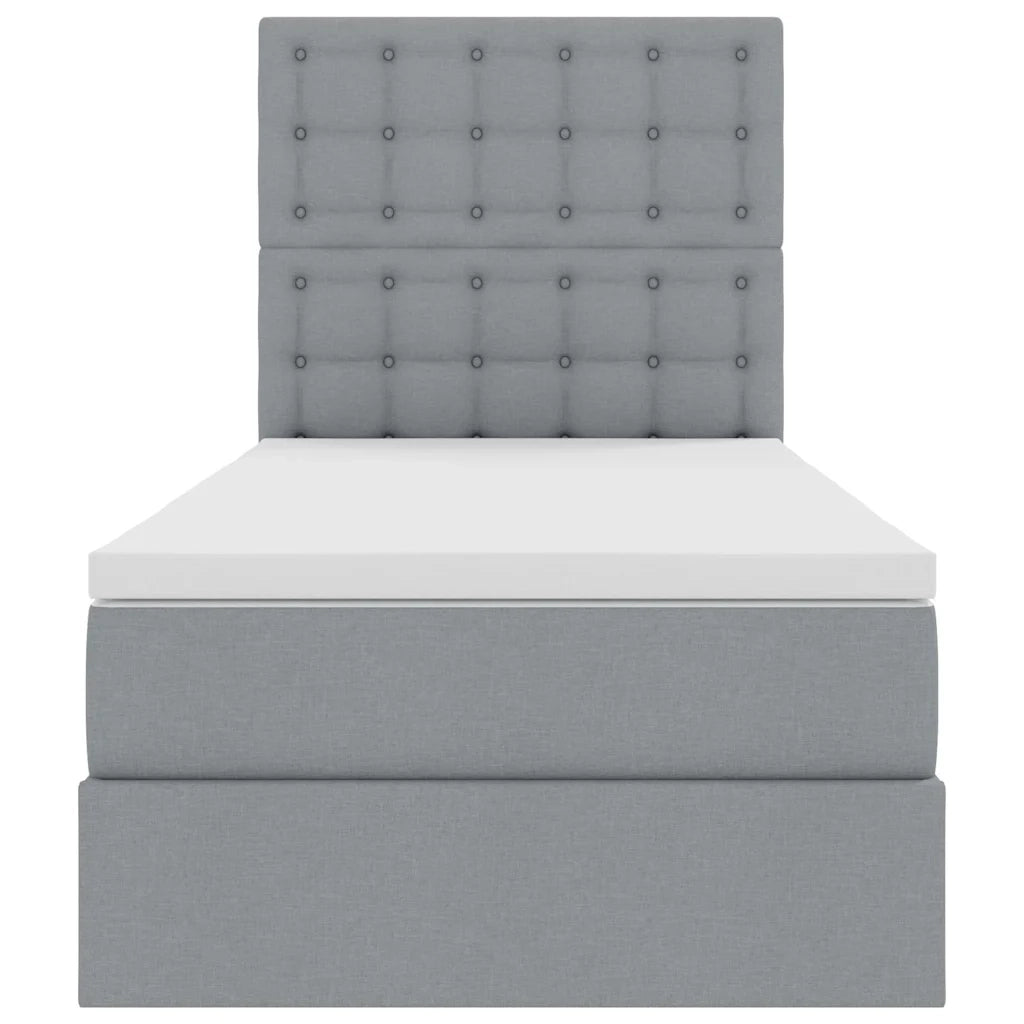 Letto con contenitore e LED con led Grigio chiaro 100 x 200 cm 3372522
