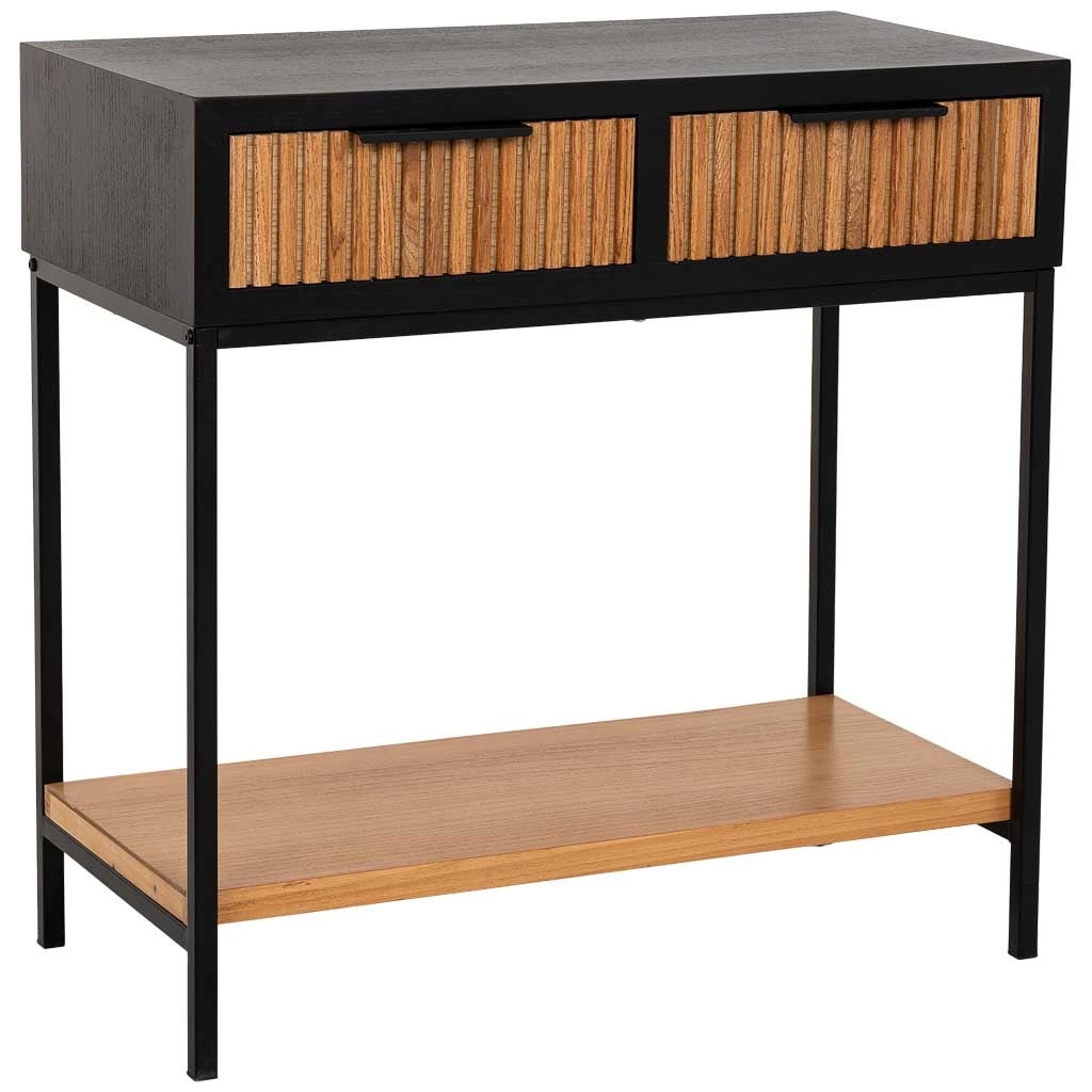 Mobile ingresso con 2 cassetti, legno e metallo, 80x42x79h cm