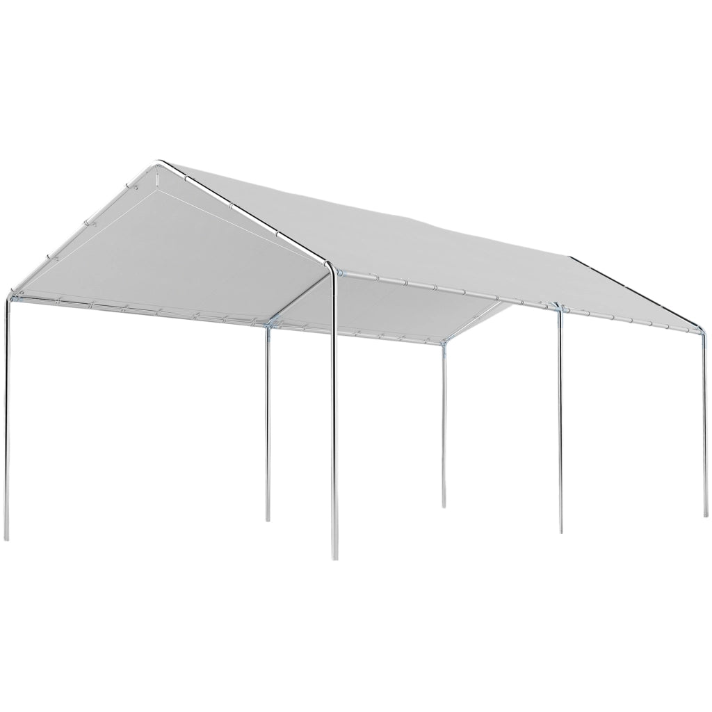 Tettoia per auto ¨C Minimal ¨C 6x3 m bianco acciaio galvanizzato