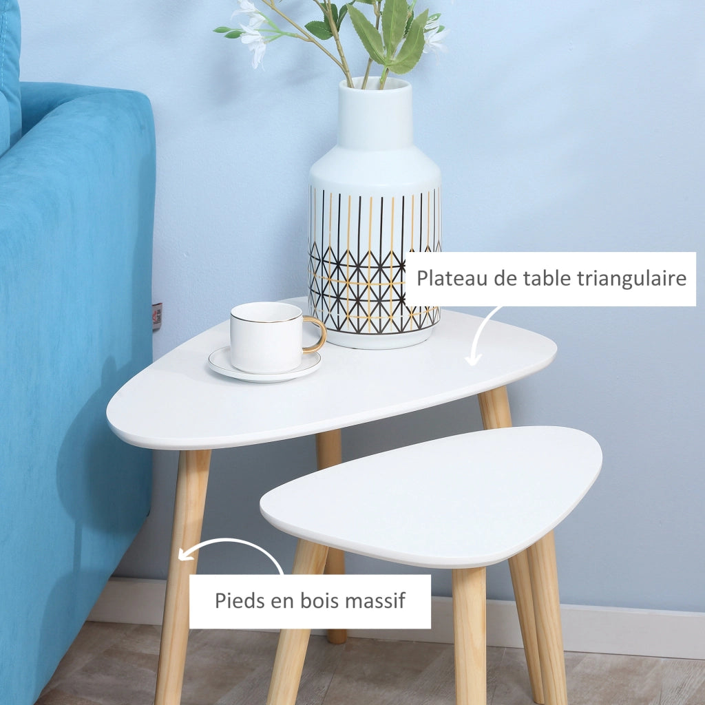 Tavolino da caff¨¨ design scandinavo ¨C Minimal ¨C bianco e legno