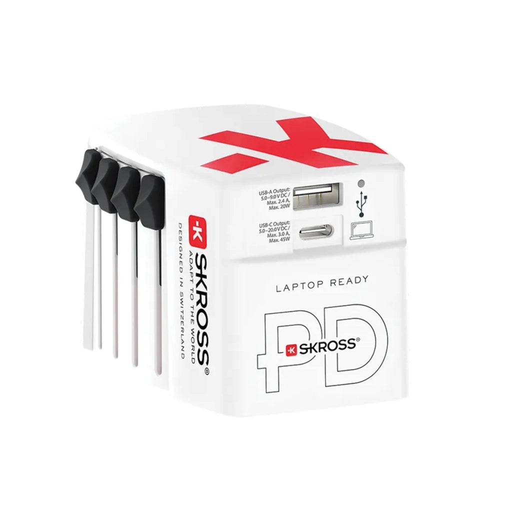 Adattatore da Viaggio Universale 3A USB-A / USB-C Power Delivery 45W Bianco Skross