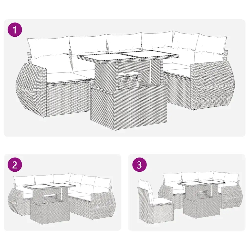 Set Divano da Giardino 6 pz con Cuscini Grigio in Polyrattan 3326641