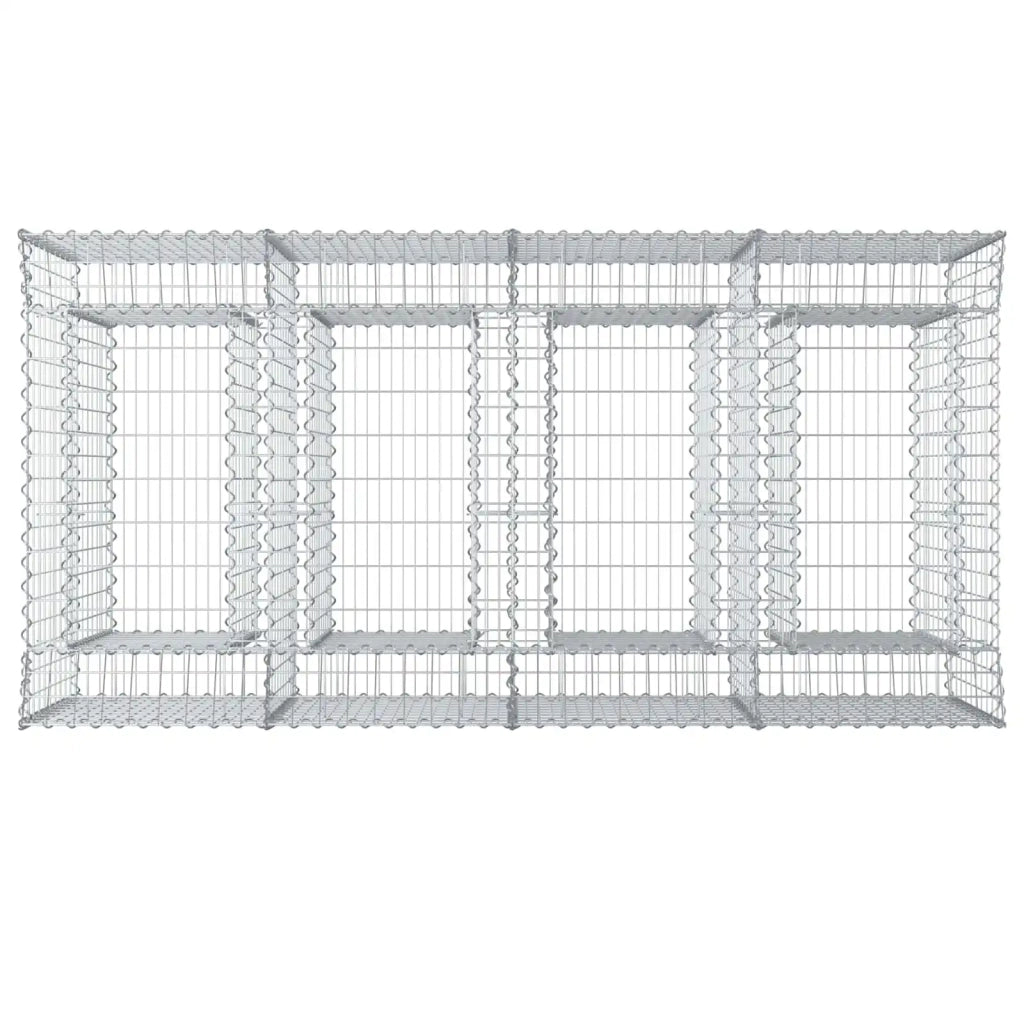 Letto rialzato in gabbione 2 pz 200 x 100 x 100 cm Argento 3422226