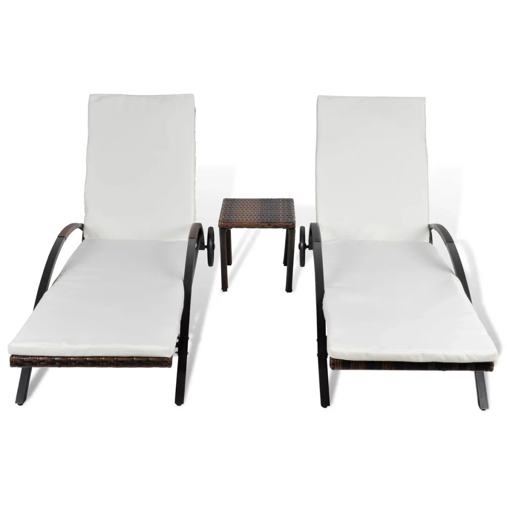 Lettini Prendisole con Tavolino in Polyrattan Marrone 42490
