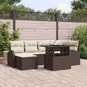 Set Divano da Giardino 7 pcs Marrone Poly Rattan