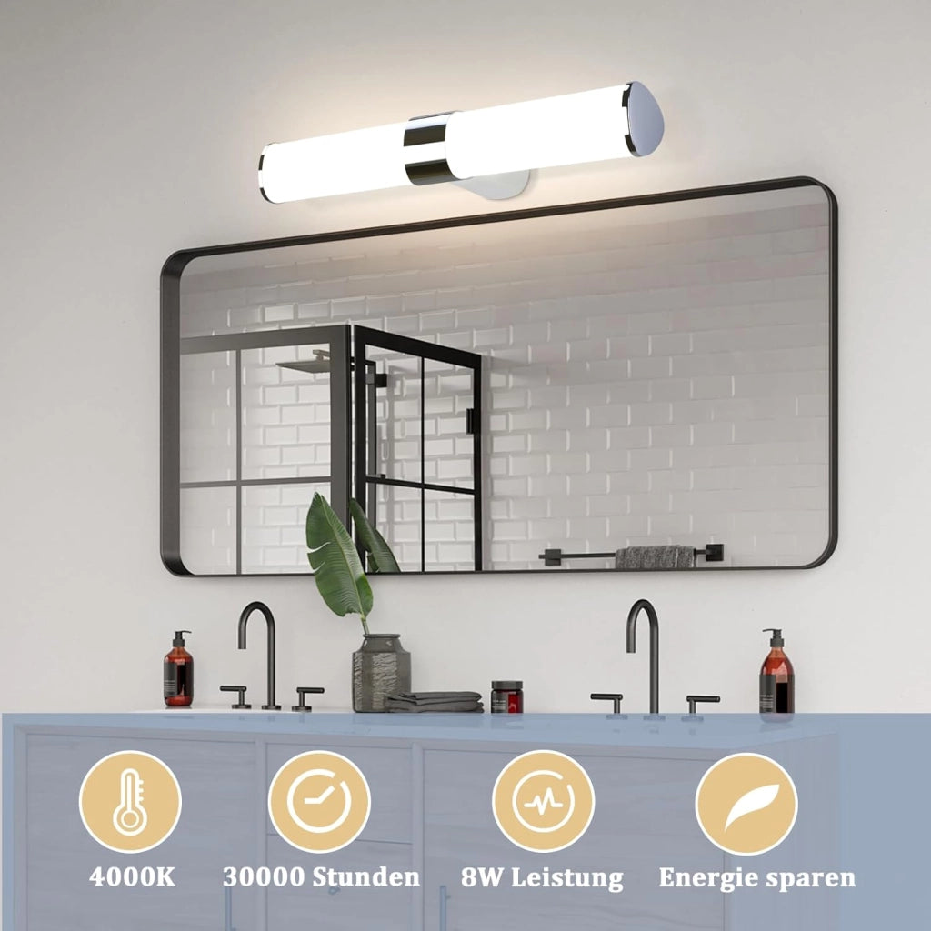 ZMH Lampada da specchio per bagno Moderna 40 cm cromata per camera da letto IP44