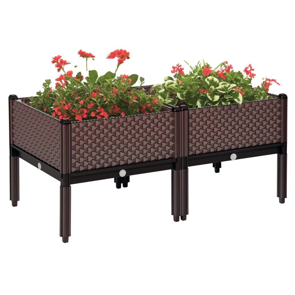 Giardiniere Rialzate 2 Pezzi Quadrate 50x50x46,5 cm ¨C Minimal ¨C Marrone