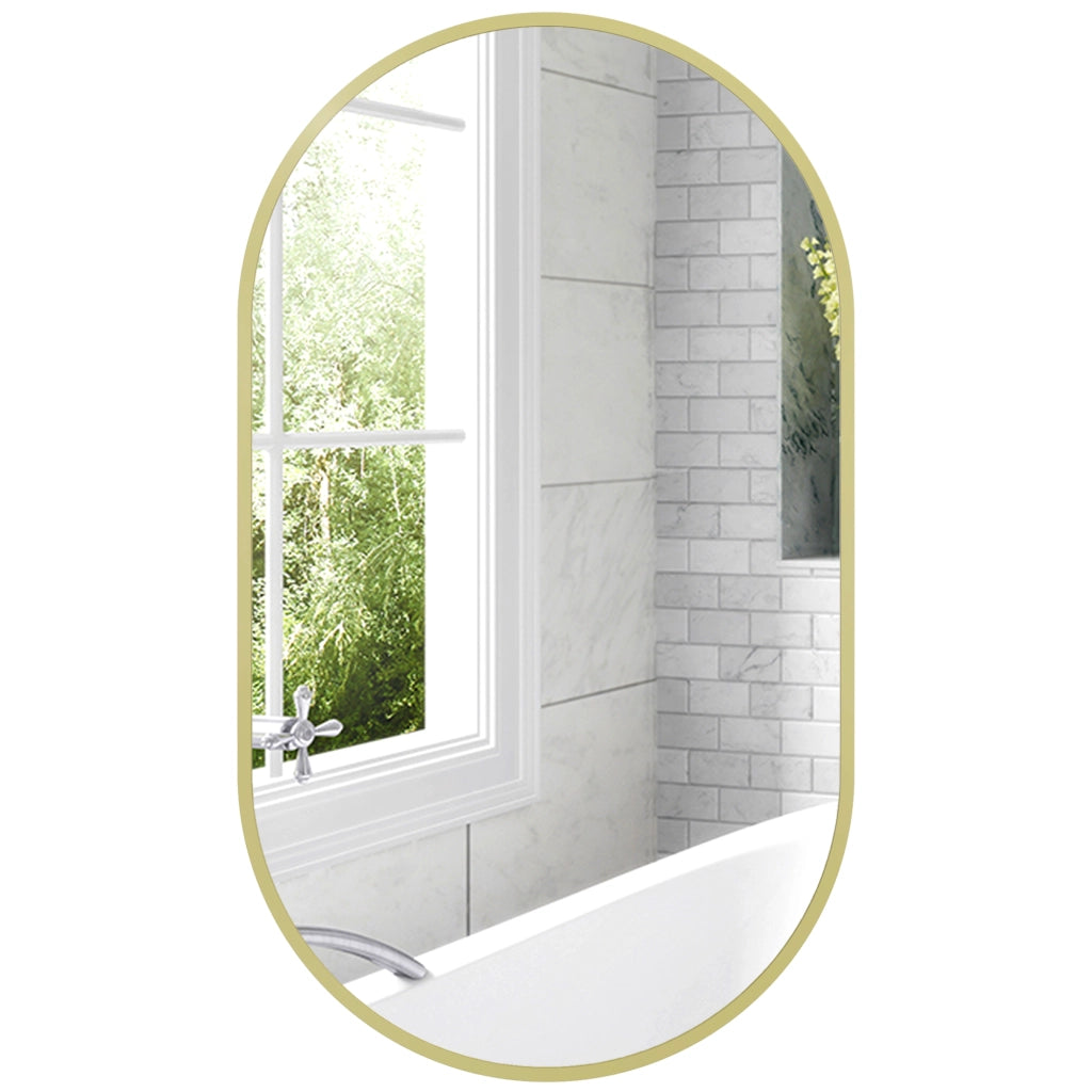 Specchio Ovale da Parete ¨C Xylo ¨C Cornice Alluminio Dorato 40x70cm