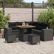 Set Divano da Giardino con cuscino 8 pcs Nero polyrattan 3361999
