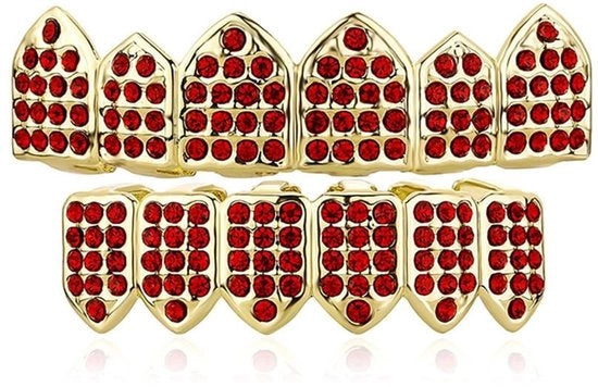 Grillini per Denti a Pavé con Zaffiro - 6 Denti - Cristallo - Unisex - Ipoadregevole - Gioielli per Cosplay/Party - Gioielli per il Mondo della Notte