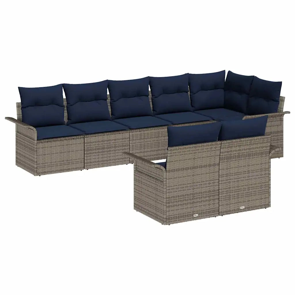 Set Divano da Giardino 8 pcs Grigio polyrattan 3354084