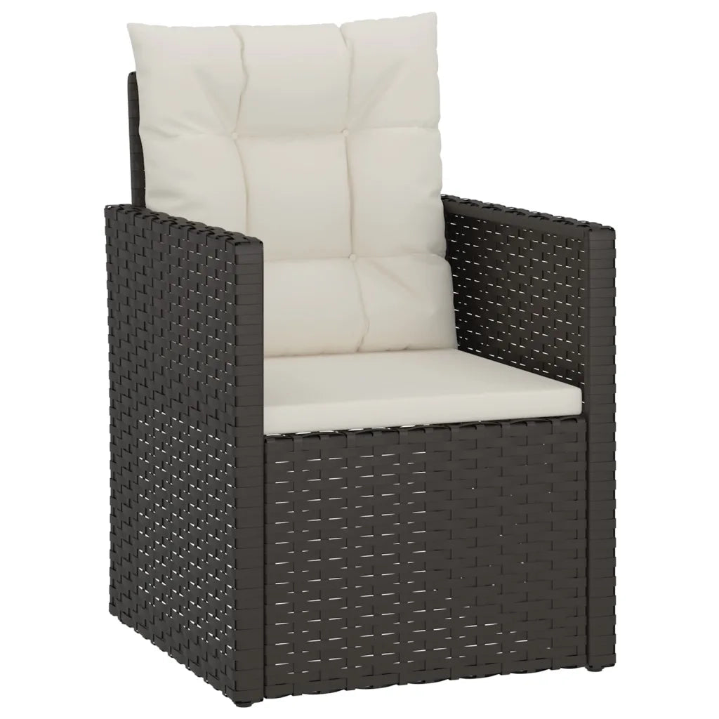 Set Divani da Esterno 3 pz | Set Salotto da Giardino con Cuscini in Polyrattan Nero
