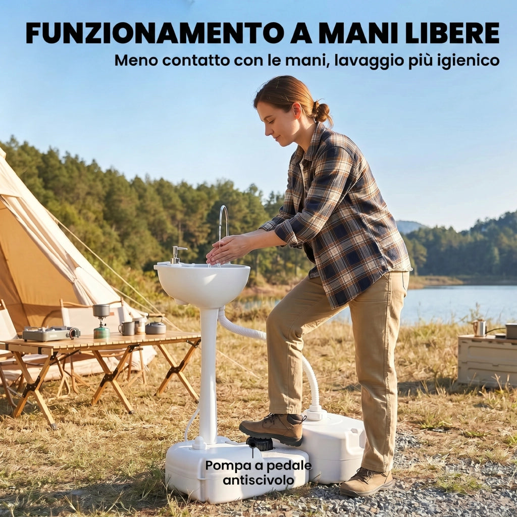 Lavabo Portatile con Ruote ¨C Xylo ¨C Bianco 83x50x103cm
