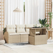 Set Divano da Giardino 5 pcs Beige Rattan in Polipropilene