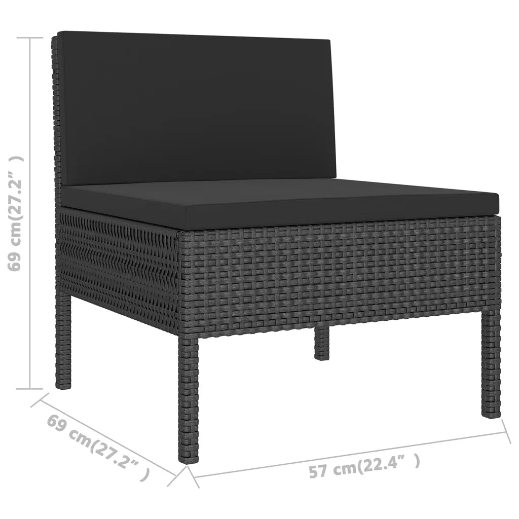 Set Divani da Giardino 8 pz con Cuscini in Polyrattan Nero 3094545