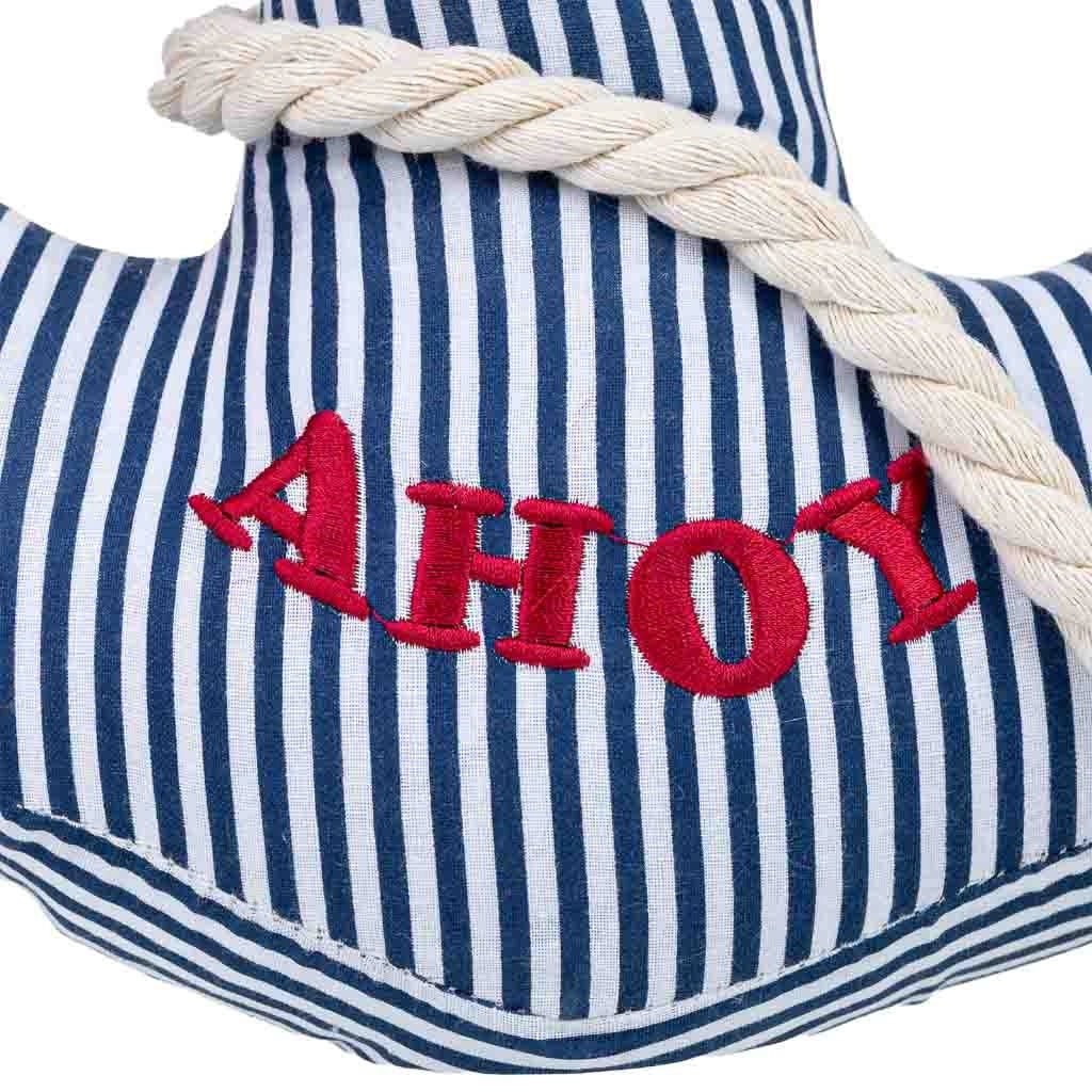 Fermaporta in cotone con ancora blu, 28x10x26h cm