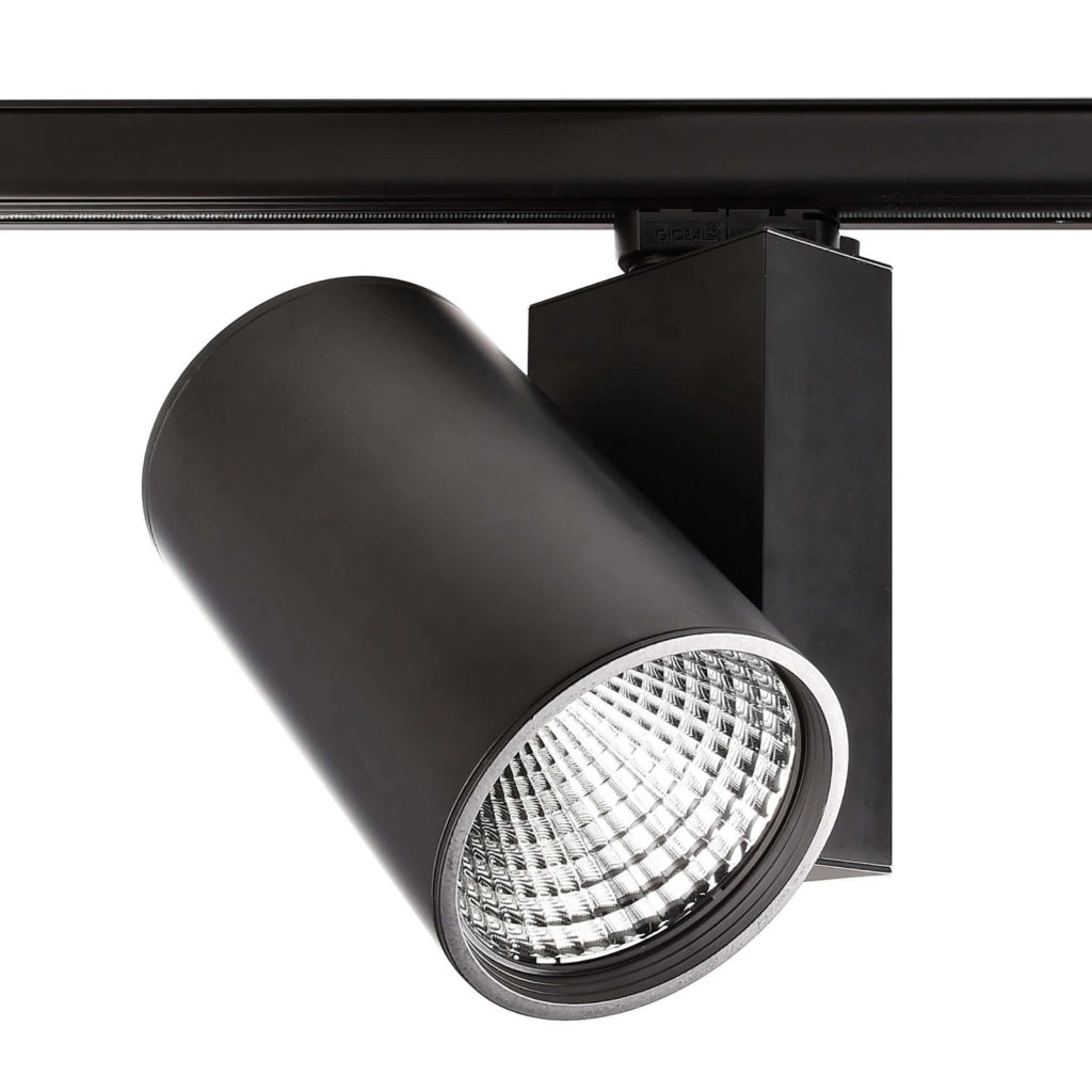 Faro LED spot track binario trifase 77W alta resa luminosa luce negozi uffici centri commerciali 230V RA90 NERO 4000K