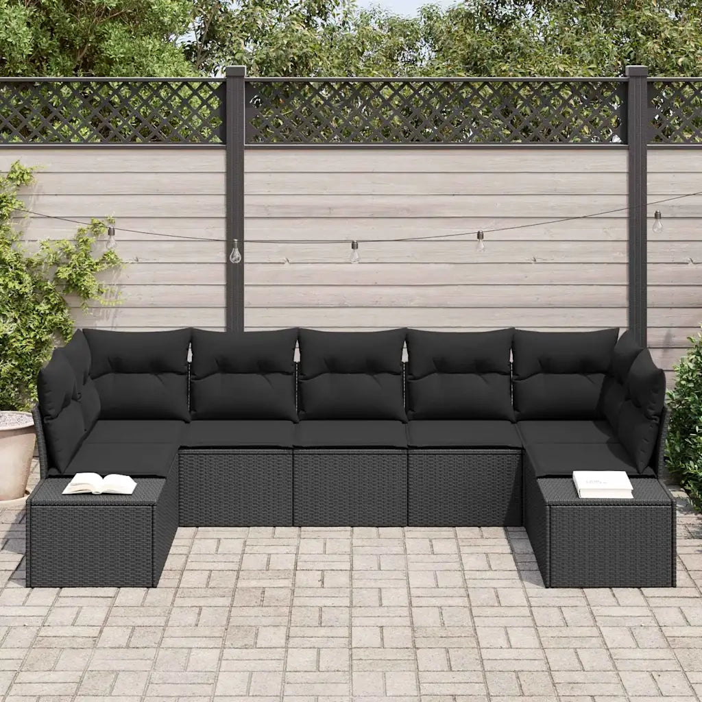 Set Divano da Giardino con archiviazione 7 pcs Nero Poly Rattan 3355882